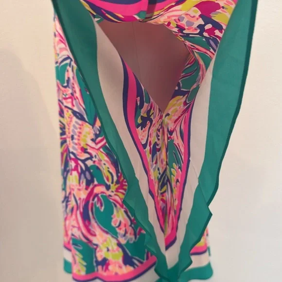 Lilly Pulitzer Silk Lettie Caftan Top Safari Sighted Multicolor Top, Sz S/M - Picture 5 of 10